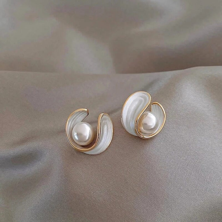 Luxury White Opal Earrings with Pearls Gold