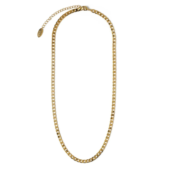 Flat Link Curb Chain Necklace | White Gold