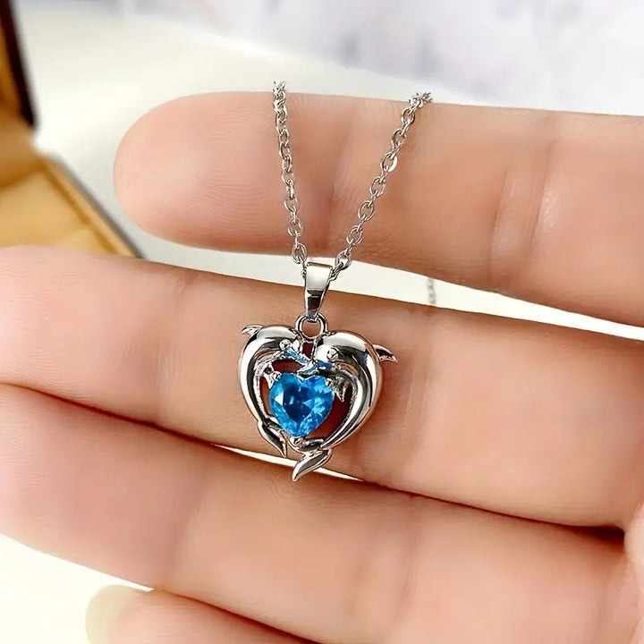 Oceanheart Twin-dolphin Necklace