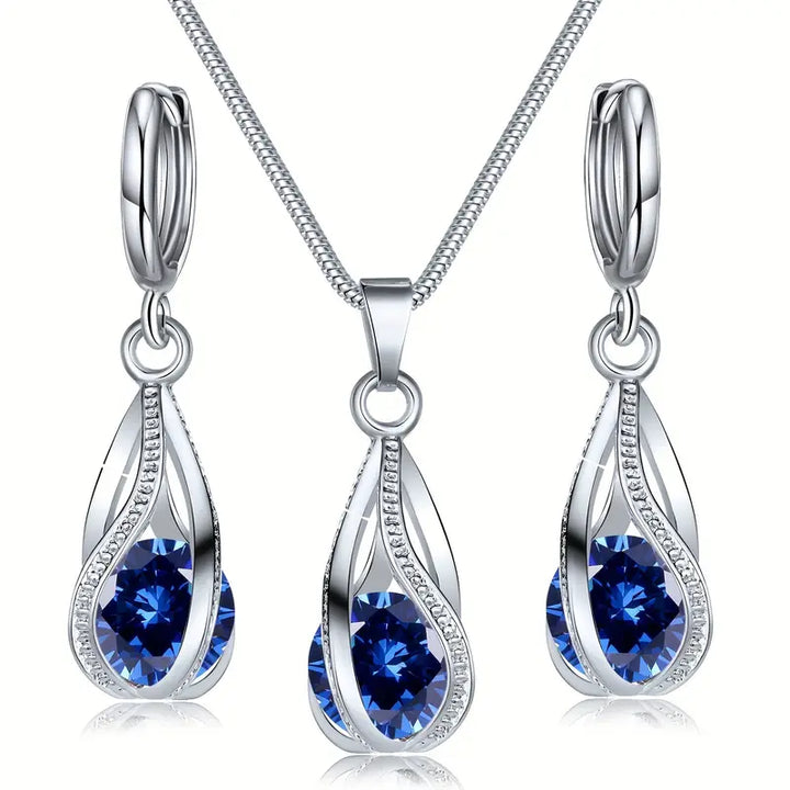 Silver Set with Sapphire Stones