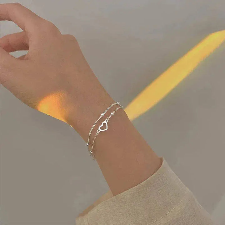 Silver Heart Bracelet with Customizable Fit