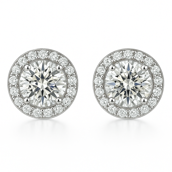 Glacé Glamour round Earrings | White gold