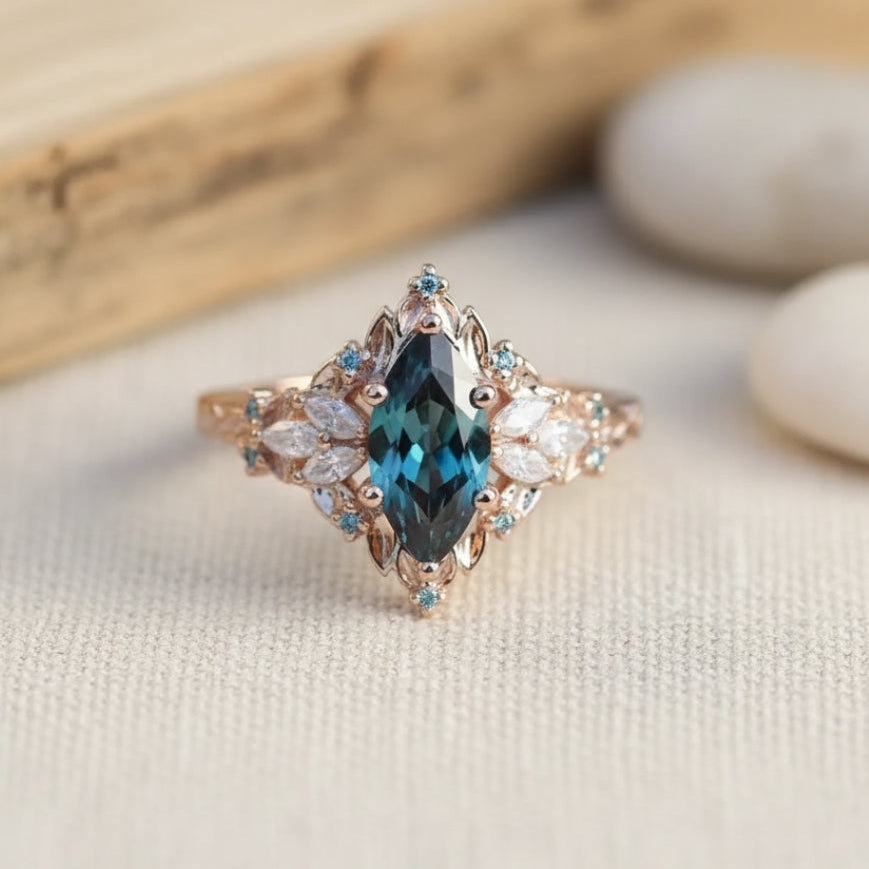 Blue Crystalline Exotic Ring
