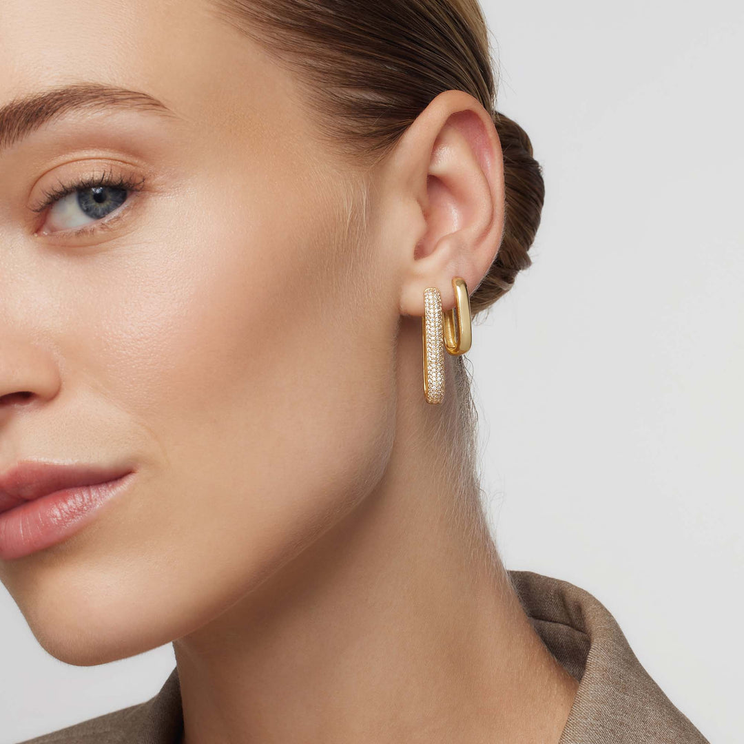 Large Icon Pavé Hoops | Gold