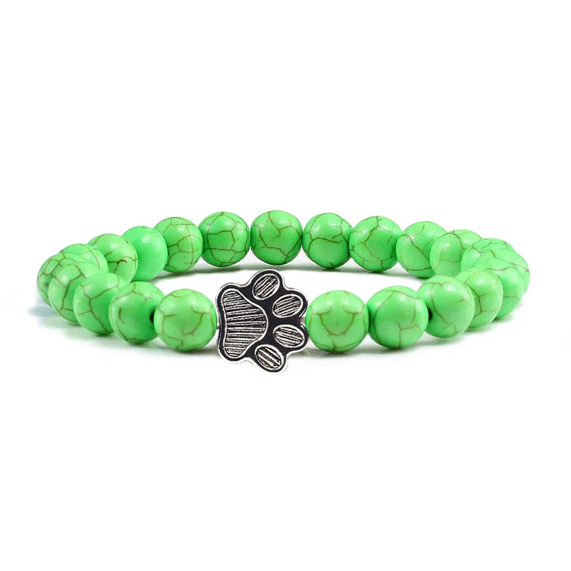 Beaded Paw Bracelet – Natural Stone Design