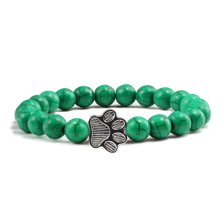 Beaded Paw Bracelet – Natural Stone Design