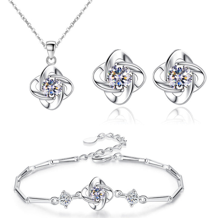 Seren Clover Loop Set | White Gold