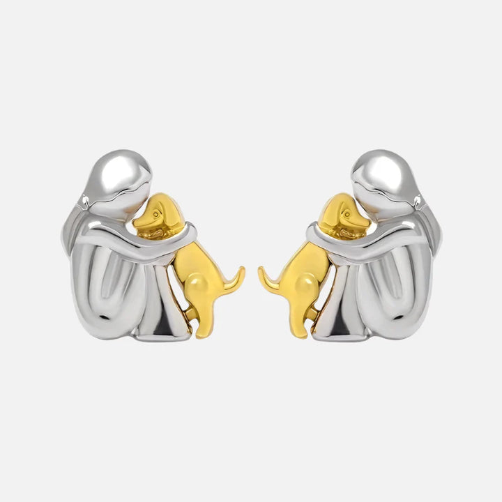 Silver and Gold Two-Tone Hug Earrings