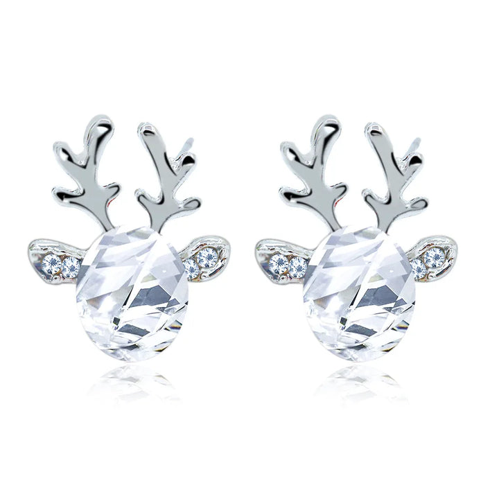Festive Reindeer Crystal Stud Earrings