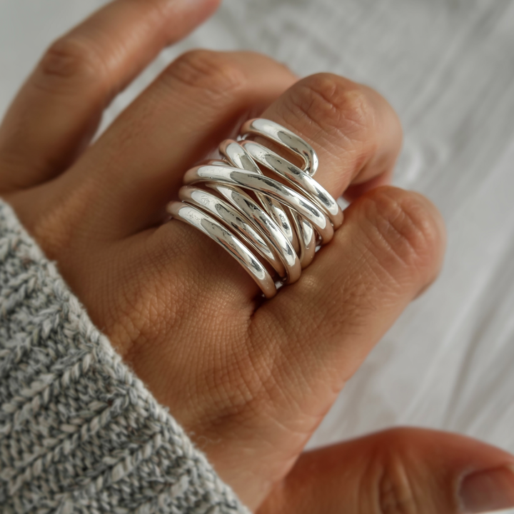 Bliss - Vintage Thick Layer Silver Ring