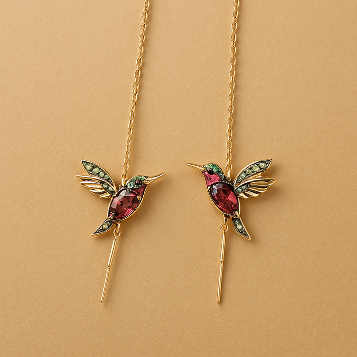 Hummingbird Enamel and Zirconia Earrings