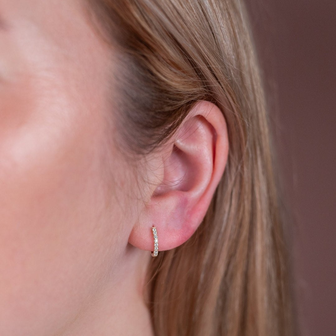 Moissanite Huggie Earrings | Gold