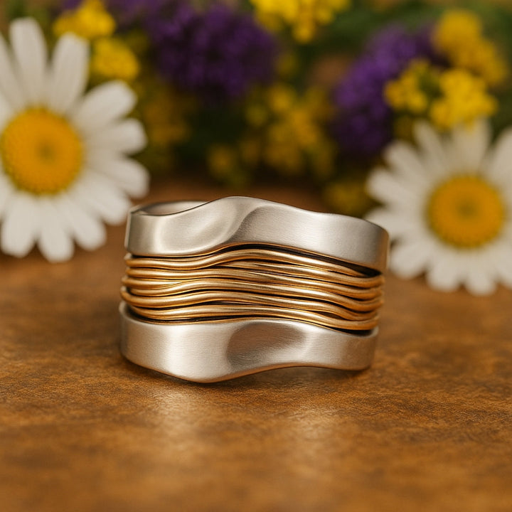 Silver Golden Threads Ring