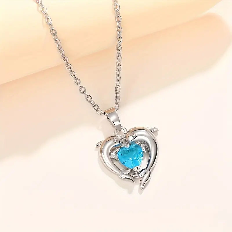 Oceanheart Twin-dolphin Necklace