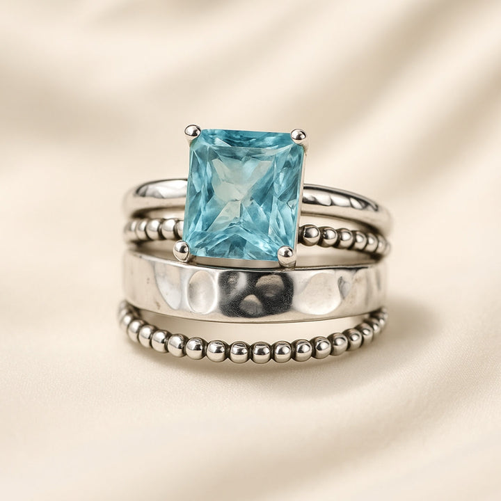 Ocean Glass Silvered Ring
