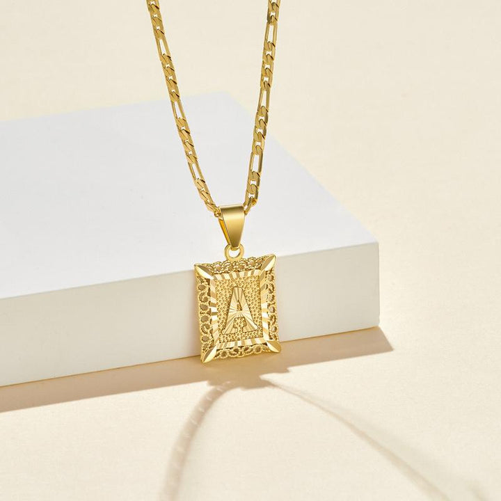 18K Gold Plated Square Letter Necklace