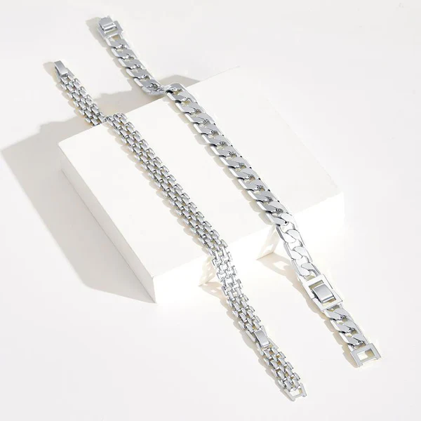 2pc 14K Chunky Link Bracelet Set