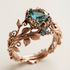Vintage Ocean Leaf Crystal Ring