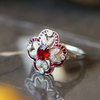 Vintage Ruby Flower Crystal Ring