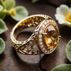 Vintage Ornate Crown Crystal Ring