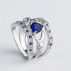 Sapphire Silvery Ring Set