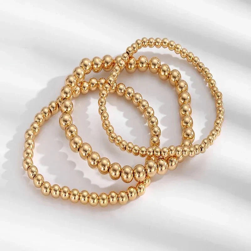 7pc Gold Beaded Bracelet Stack