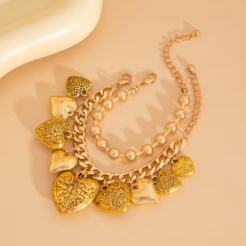 2pc Abundant Heart Bangle Bracelet