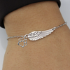 Silver Memorial Bracelet with Angel Wing & Paw Print | Handmade