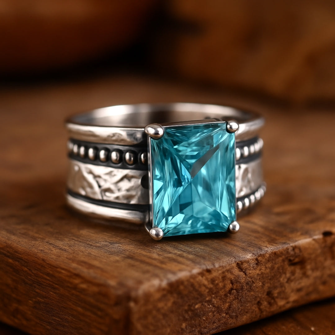 Ocean Glass Silvered Ring