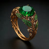 Green Exotic Enamel Crystal Gold Ring