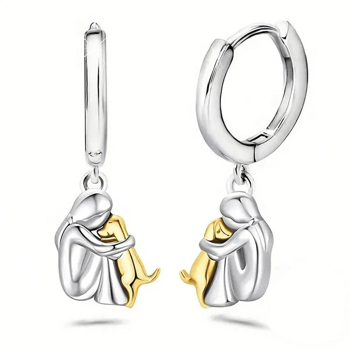 "Forever in Your Heart" Dog Hug Dangle Earrings