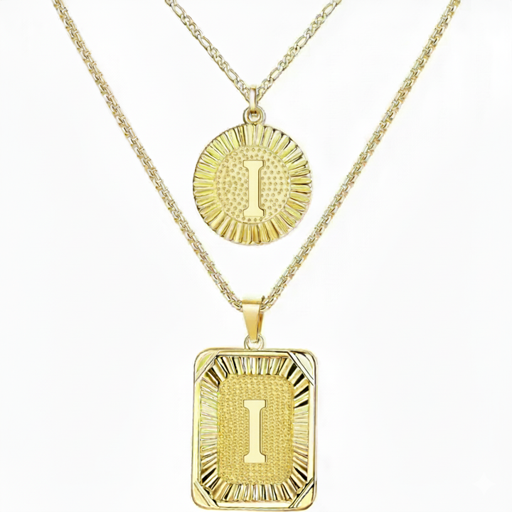 2pc 18K Initial Necklace