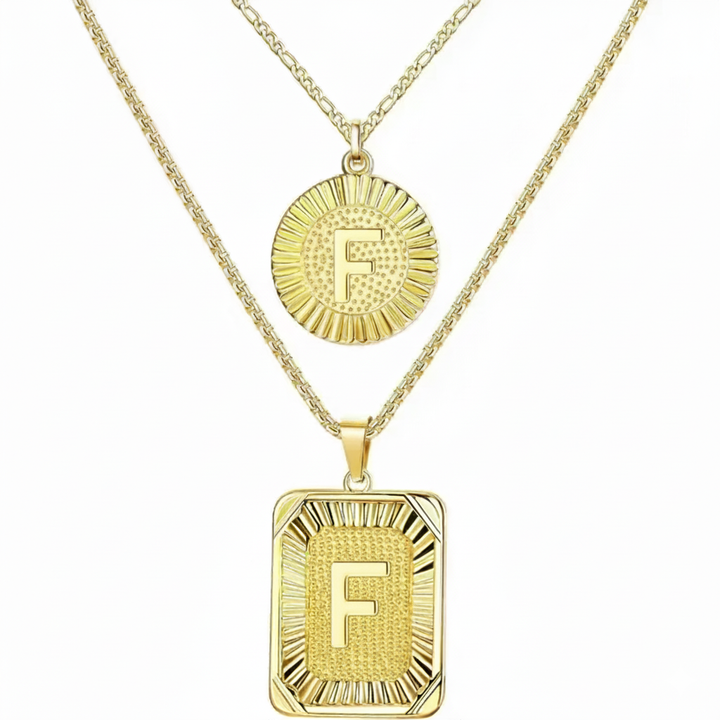 2pc 18K Initial Necklace