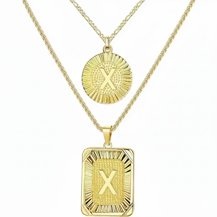 2pc 18K Initial Necklace
