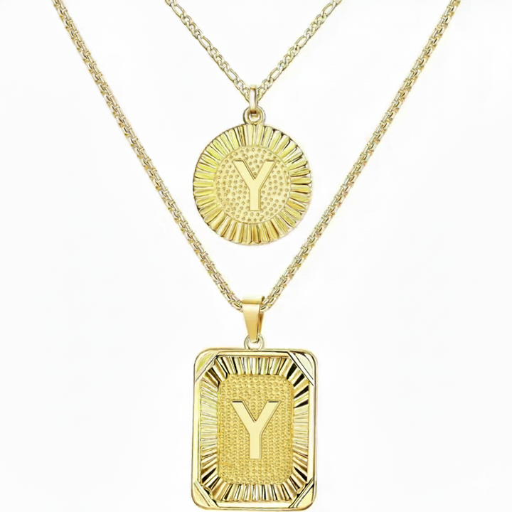 2pc 18K Initial Necklace