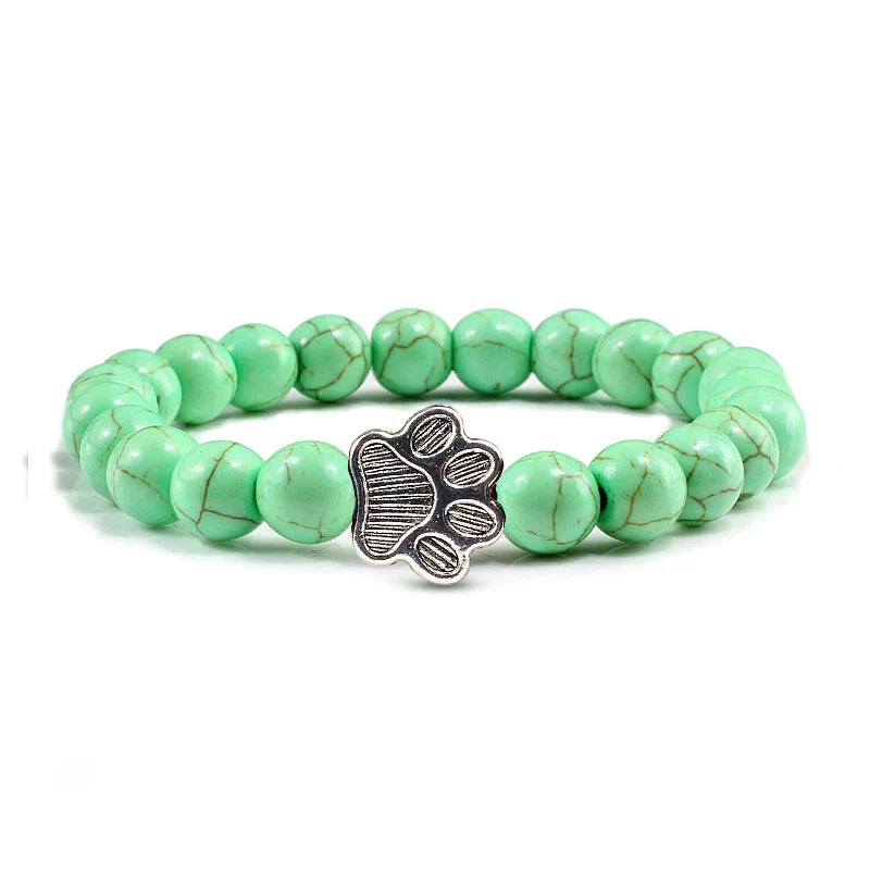 Beaded Paw Bracelet – Natural Stone Design