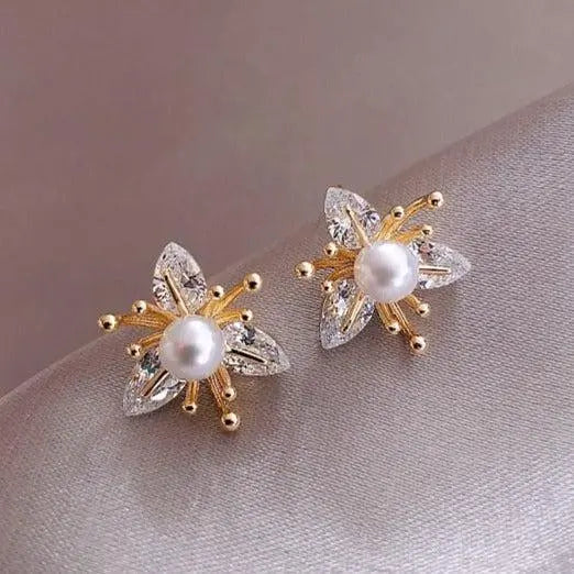 Crystal and Pearl Drop Earrings