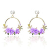 Gold Flower and Pearl Earrings