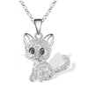 Silver Baby Kittens and Coloured Zirconia Necklace