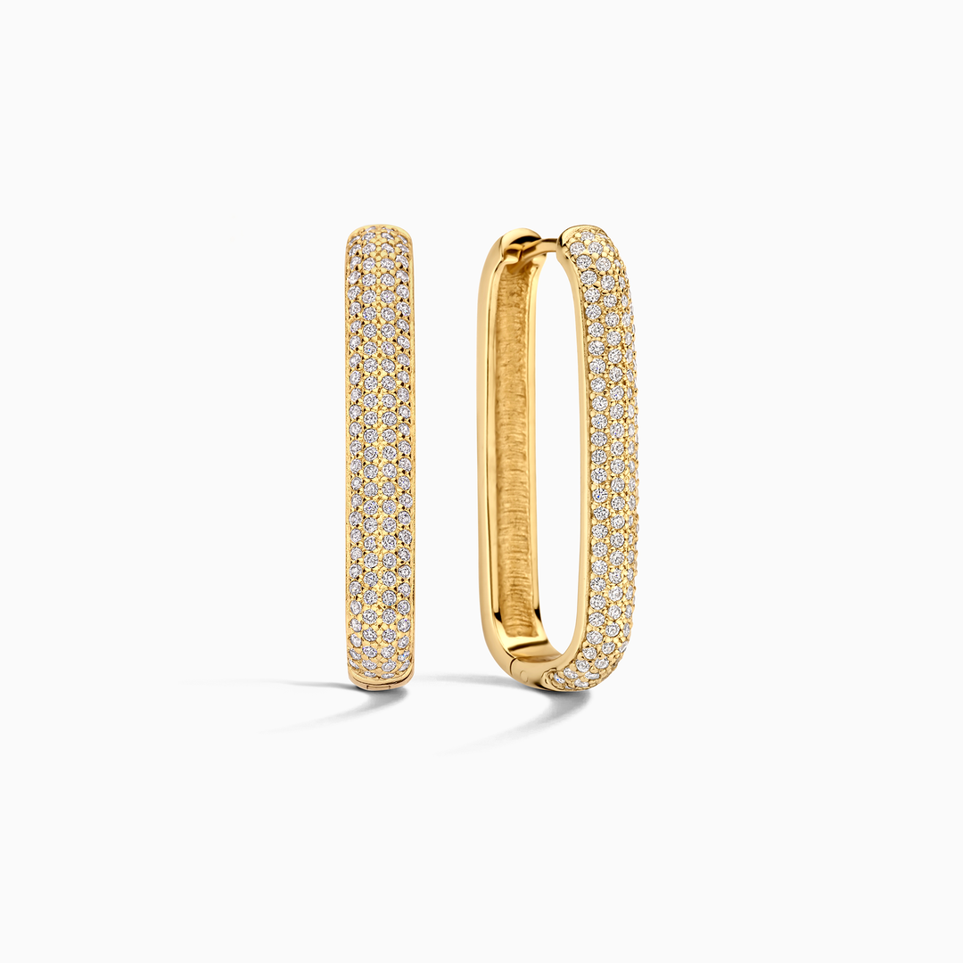 Large Icon Pavé Hoops | White Gold