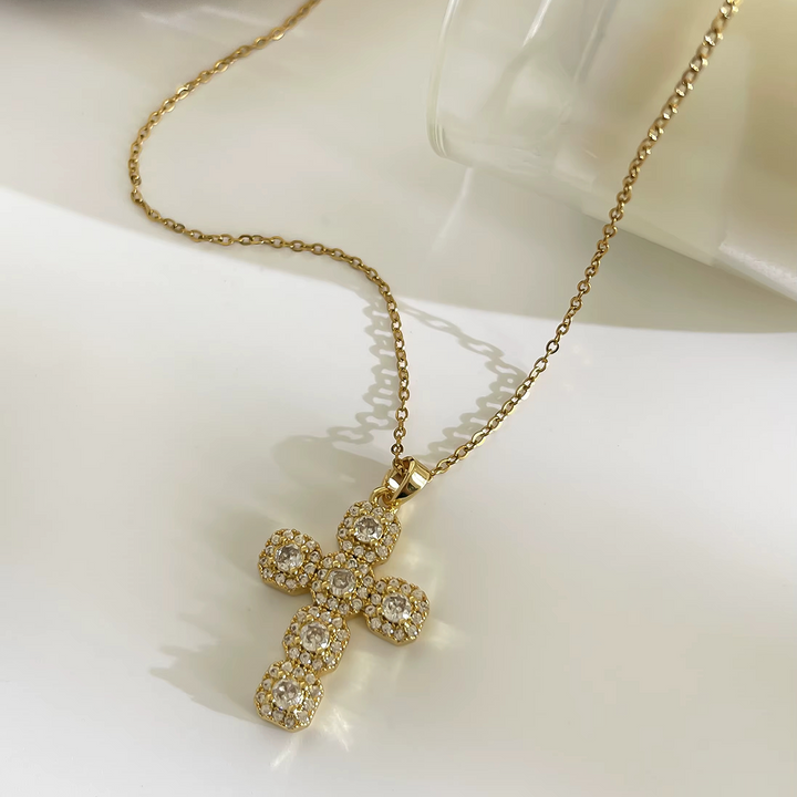 Diamond Cross Link Chain Necklace