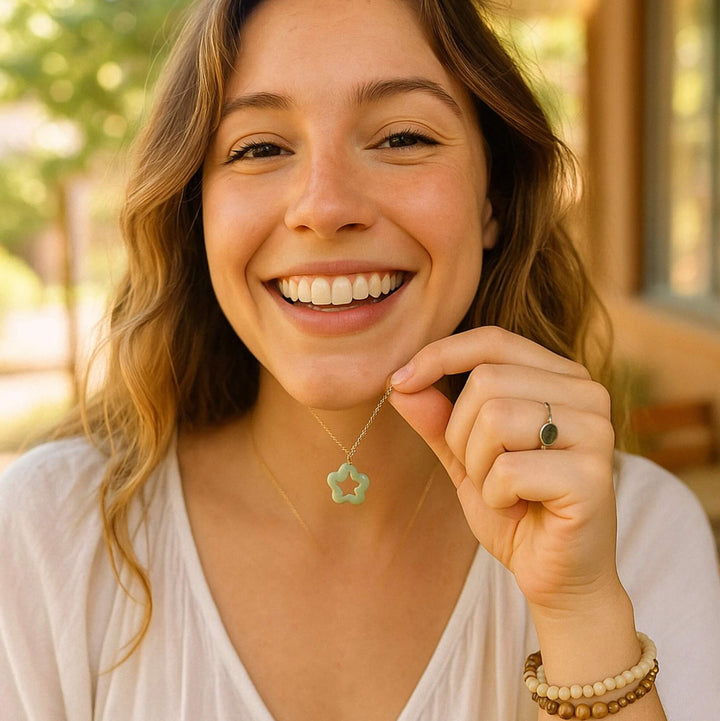 Green Jade Flower Necklace