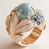 Greenish Stone Exotic Gold Leaf Ring