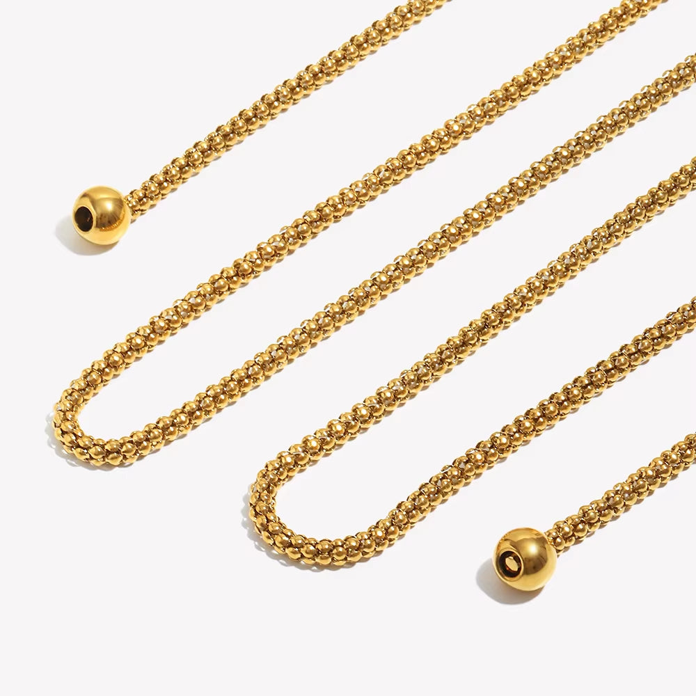 Double Chain Ball Lariat Necklace