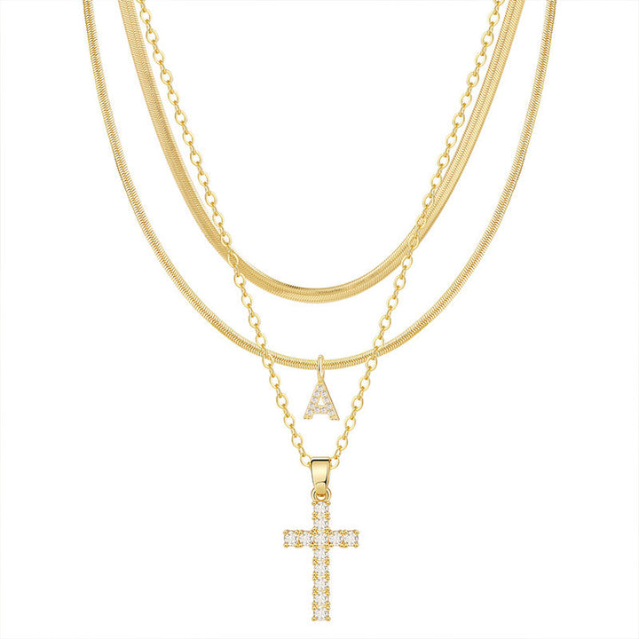 Gold Cross Initial Set