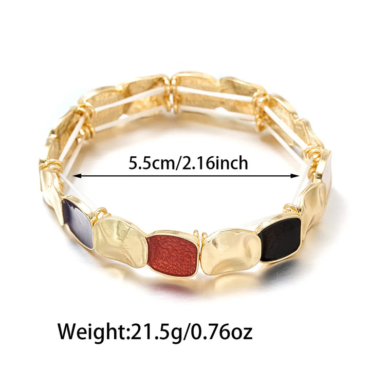 Bohemian Geometric Enamel Elastic Bracelet