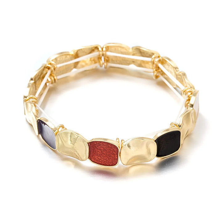 Bohemian Geometric Enamel Elastic Bracelet