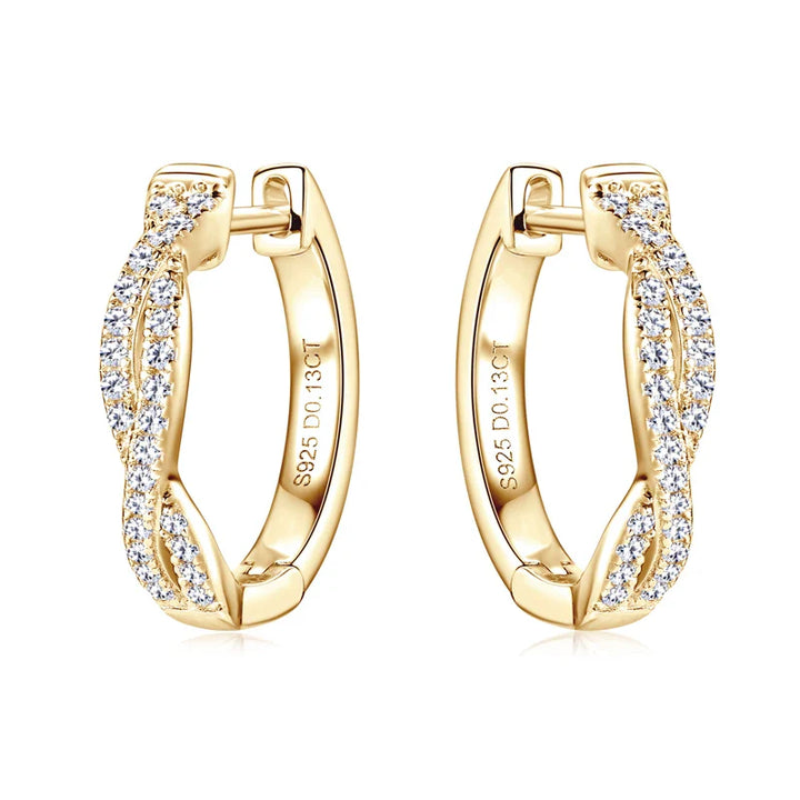 Zirconia Gold Braided Earrings