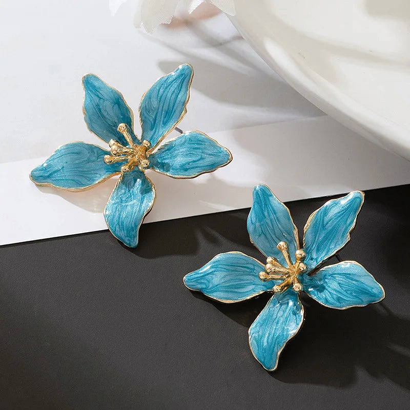 Bold Summer Enamel Flower Stud Earrings