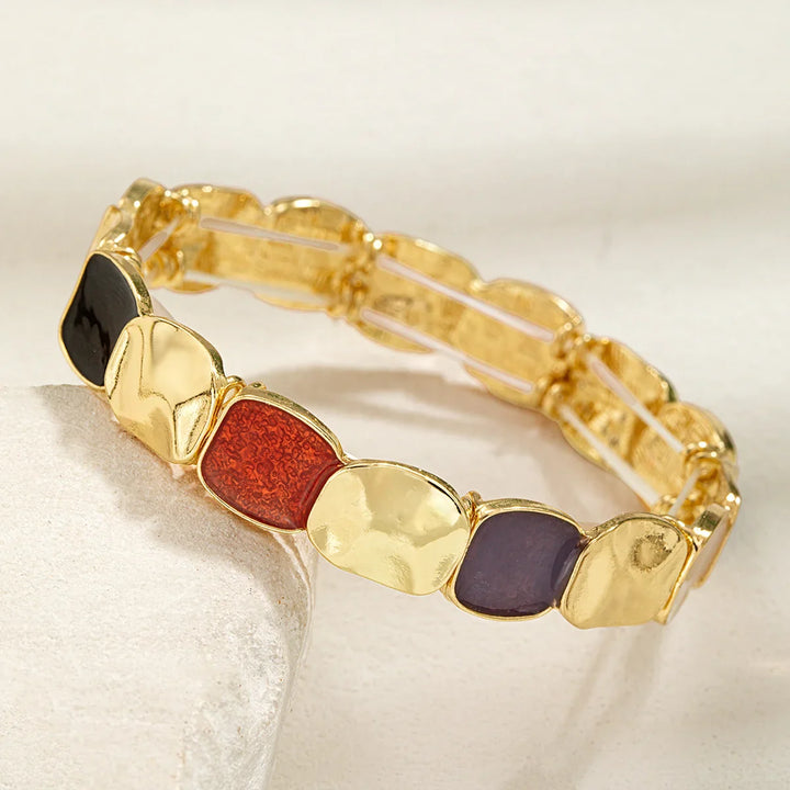 Bohemian Geometric Enamel Elastic Bracelet